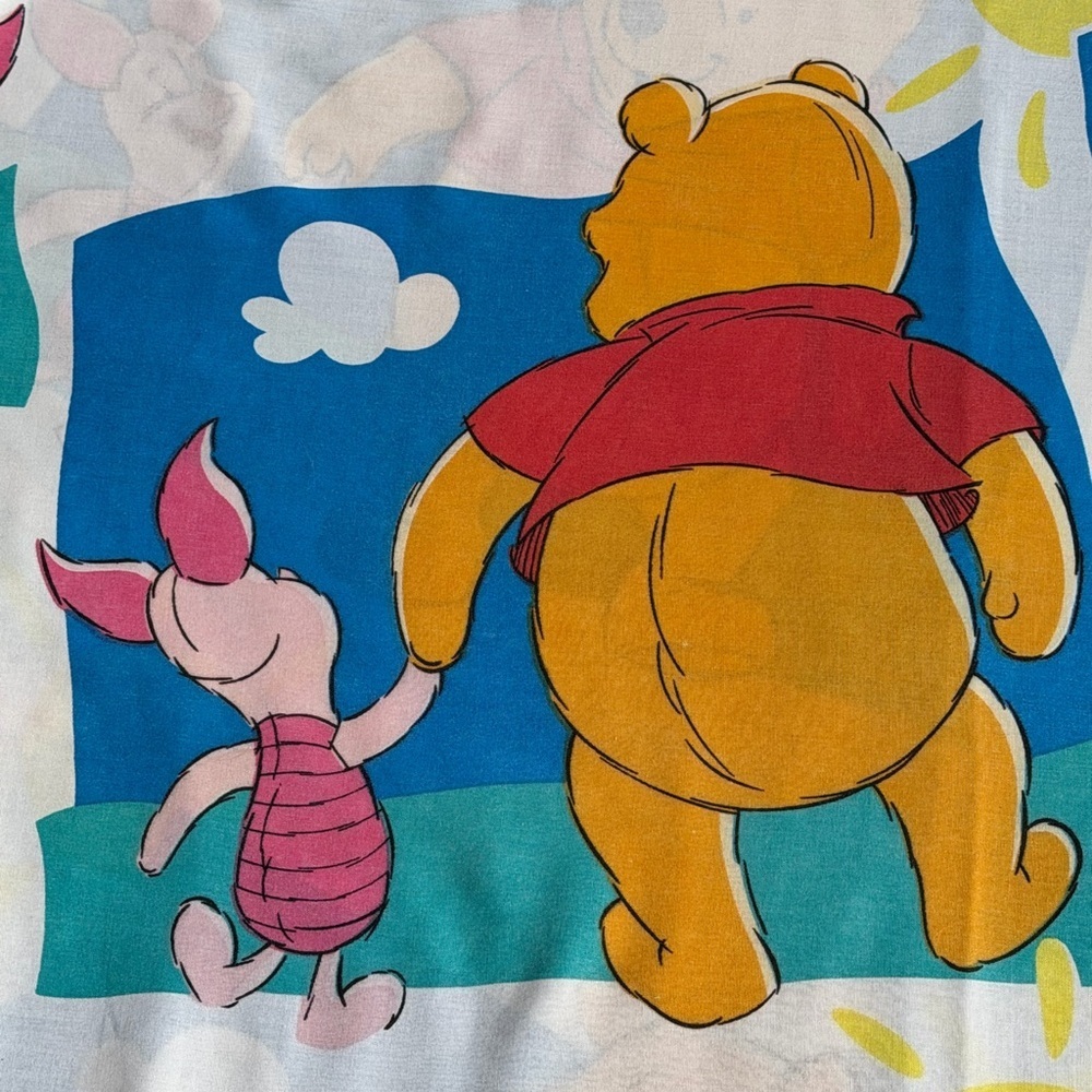 Vintage 90s Disney Winnie the Pooh Twin Flat Sheet Piglet - Picture 3 of 4
